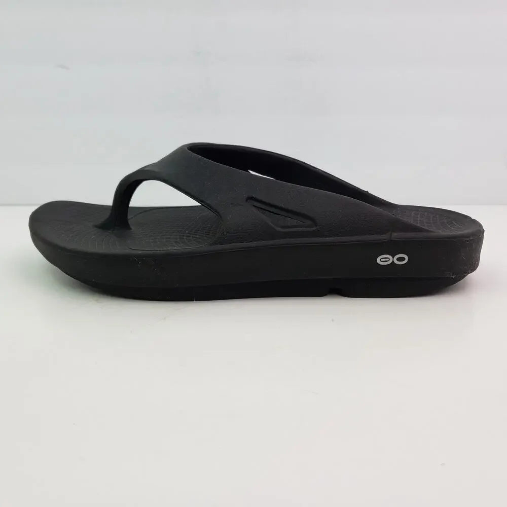 Oofos OOriginal Mens Size 10 Womens Sz 12 Black Recovery Thong Flip Flop Sandals